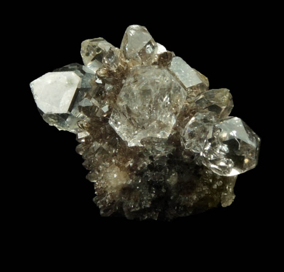 Quartz var. Herkimer Diamonds on drusy Herkimer Diamonds from Middleville, Herkimer County, New York