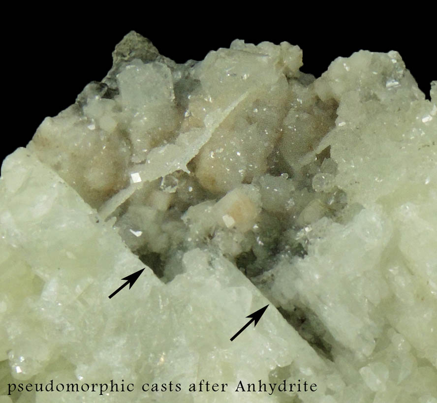 Datolite, Calcite, Goethite with pseudomorphs after Anhydrite from Millington Quarry, State Pit, Bernards Township, Somerset County, New Jersey