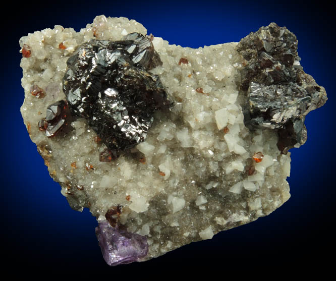 Sphalerite with Fluorite on Dolomite from Elmwood Mine, Carthage, Smith County, Tennessee