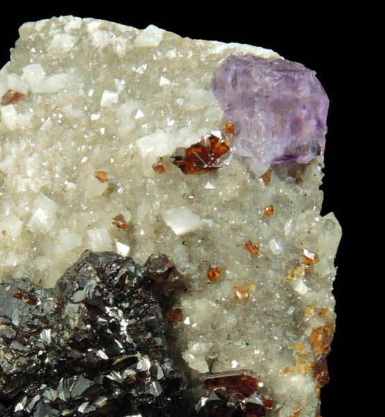 Sphalerite with Fluorite on Dolomite from Elmwood Mine, Carthage, Smith County, Tennessee