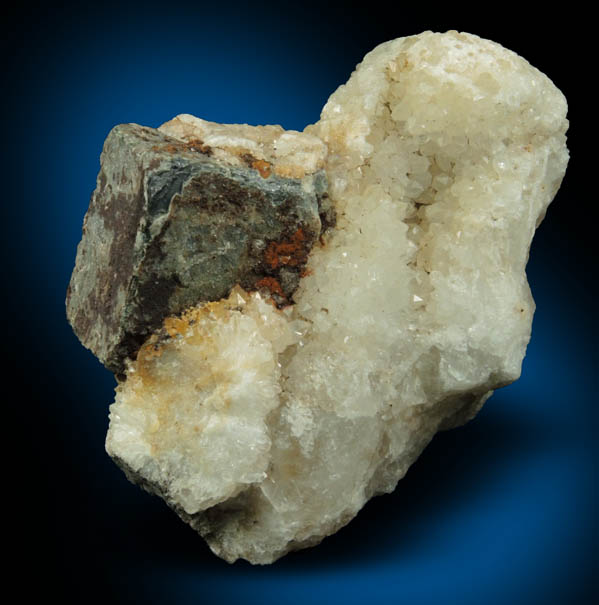 Galena with Anglesite coating on Quartz with Fluorite from Blanchard Mine, Hansonburg District, 8.5 km south of Bingham, Socorro County, New Mexico