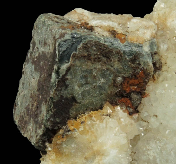 Galena with Anglesite coating on Quartz with Fluorite from Blanchard Mine, Hansonburg District, 8.5 km south of Bingham, Socorro County, New Mexico