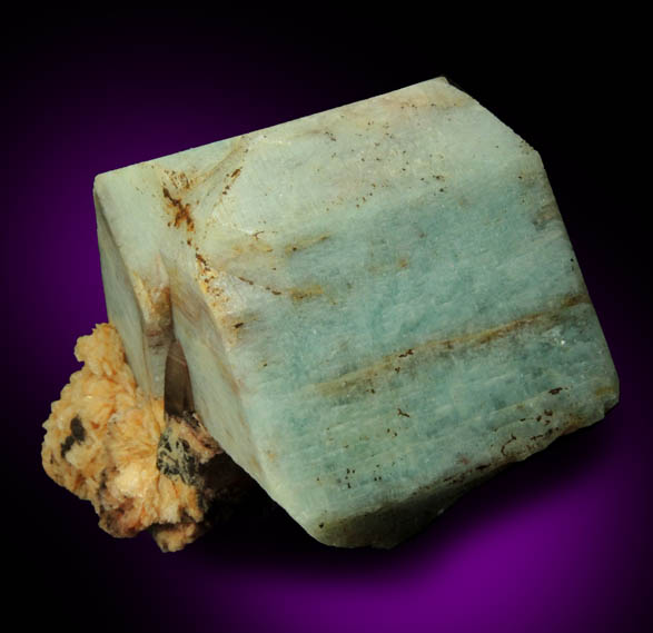 Microcline var. Amazonite (twinned crystals) with Albite from Lake George District, Park County, Colorado