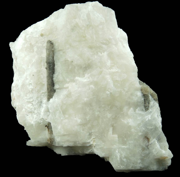 Tremolite in marble from Lime Crest Quarry (Limecrest), Sussex Mills, 4.5 km northwest of Sparta, Sussex County, New Jersey