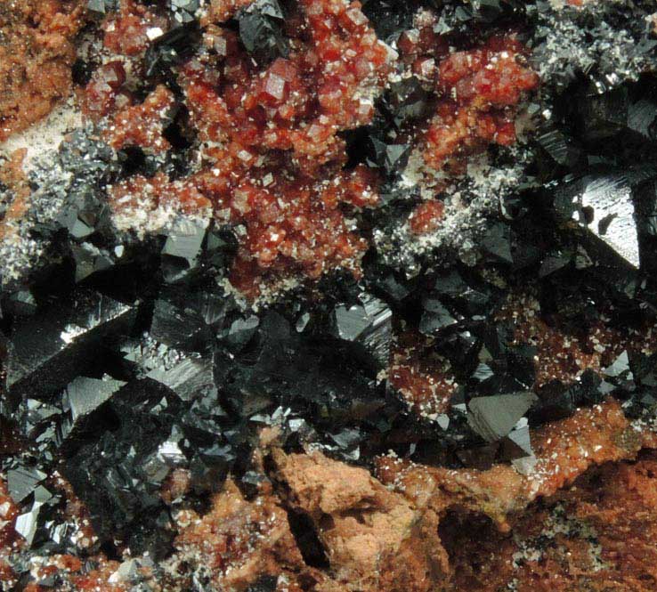 Hausmannite and Andradite Garnet from N'Chwaning Mine, Kalahari Manganese Field, Northern Cape Province, South Africa