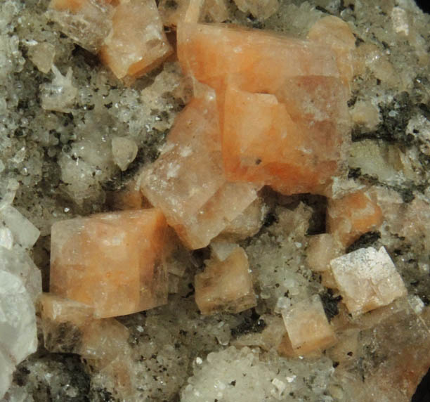 Chabazite, Calcite, Quartz, Goethite-Chamosite from Upper New Street Quarry, Paterson, Passaic County, New Jersey