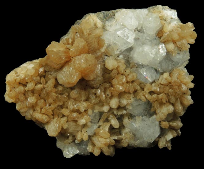 Apophyllite, Stilbite, Pyrite, Goethite from Laurel Hill (Snake Hill) Quarry, Secaucus, Hudson County, New Jersey