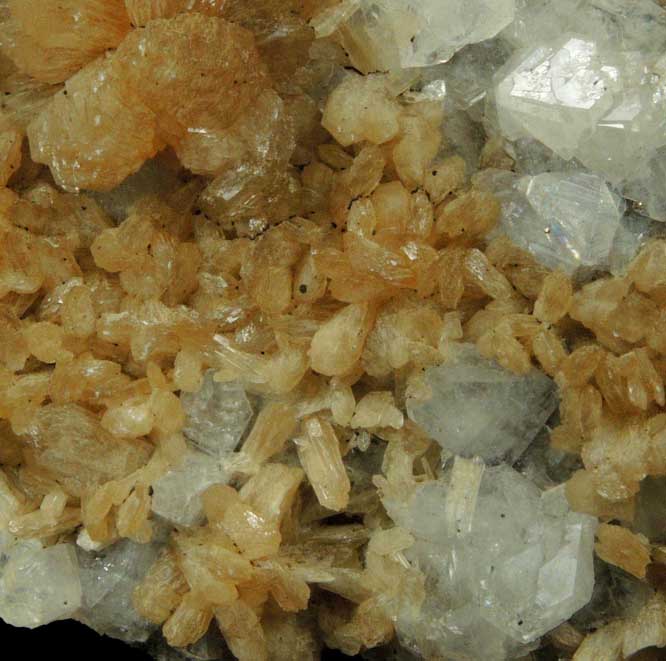 Apophyllite, Stilbite, Pyrite, Goethite from Laurel Hill (Snake Hill) Quarry, Secaucus, Hudson County, New Jersey