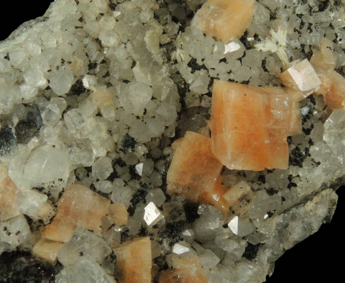 Chabazite, Calcite, Quartz, Goethite-Chamosite from Upper New Street Quarry, Paterson, Passaic County, New Jersey