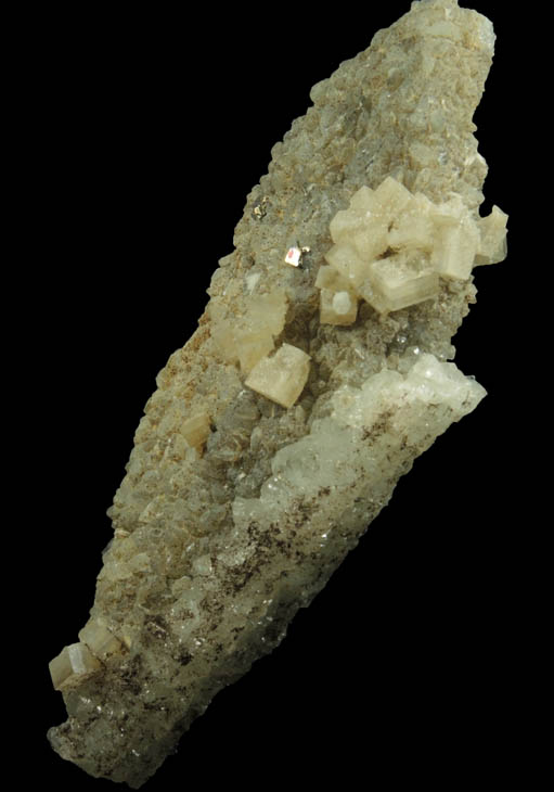 Calcite, Apophyllite, Pyrite on Prehnite pseudomorphs after Anhydrite from Millington Quarry, Bernards Township, Somerset County, New Jersey