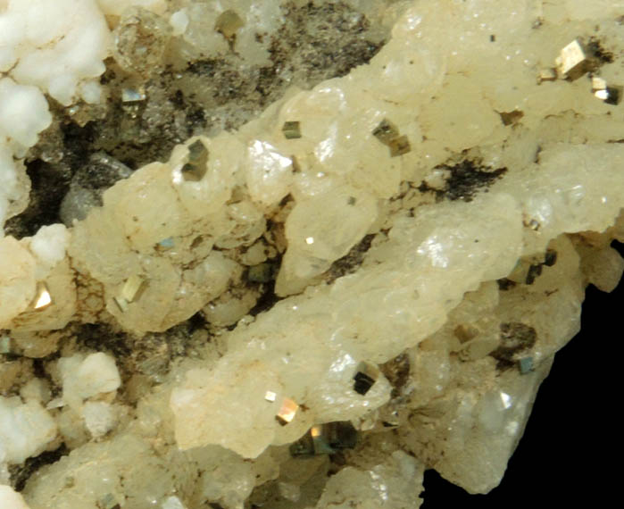 Datolite pseudomorphs after Anhydrite with Pyrite and Quartz var. Chalcedony from Millington Quarry, Bernards Township, Somerset County, New Jersey