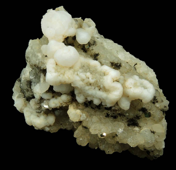 Datolite pseudomorphs after Anhydrite with Pyrite and Quartz var. Chalcedony from Millington Quarry, Bernards Township, Somerset County, New Jersey