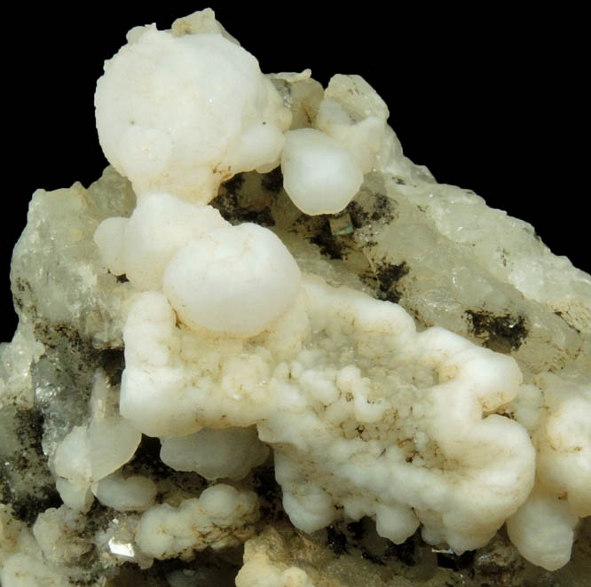 Datolite pseudomorphs after Anhydrite with Pyrite and Quartz var. Chalcedony from Millington Quarry, Bernards Township, Somerset County, New Jersey