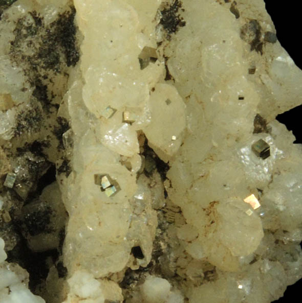 Datolite pseudomorphs after Anhydrite with Pyrite and Quartz var. Chalcedony from Millington Quarry, Bernards Township, Somerset County, New Jersey