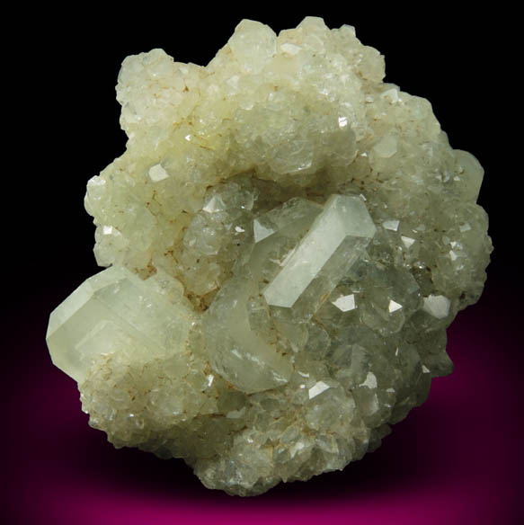 Apophyllite over Prehnite from Millington Quarry, Bernards Township, Somerset County, New Jersey