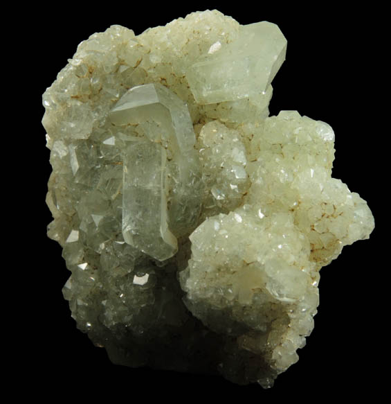 Apophyllite over Prehnite from Millington Quarry, Bernards Township, Somerset County, New Jersey