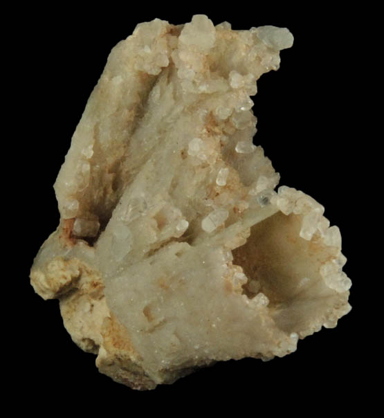 Calcite on Quartz pseudomorphs after Glauberite from Montclair State University campus parking lot, Essex County, New Jersey