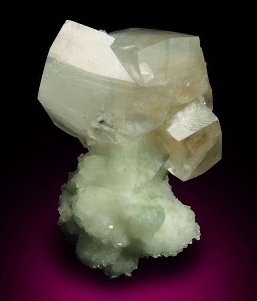 Calcite on Prehnite from Millington Quarry, Bernards Township, Somerset County, New Jersey