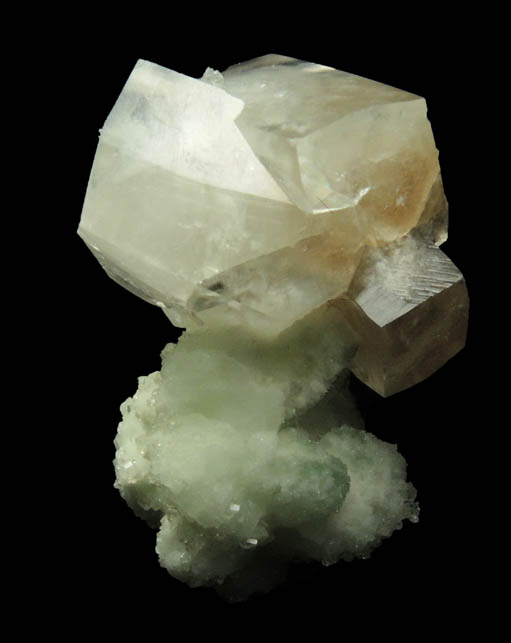 Calcite on Prehnite from Millington Quarry, Bernards Township, Somerset County, New Jersey