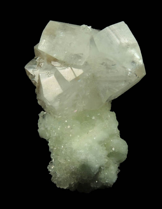 Calcite on Prehnite from Millington Quarry, Bernards Township, Somerset County, New Jersey