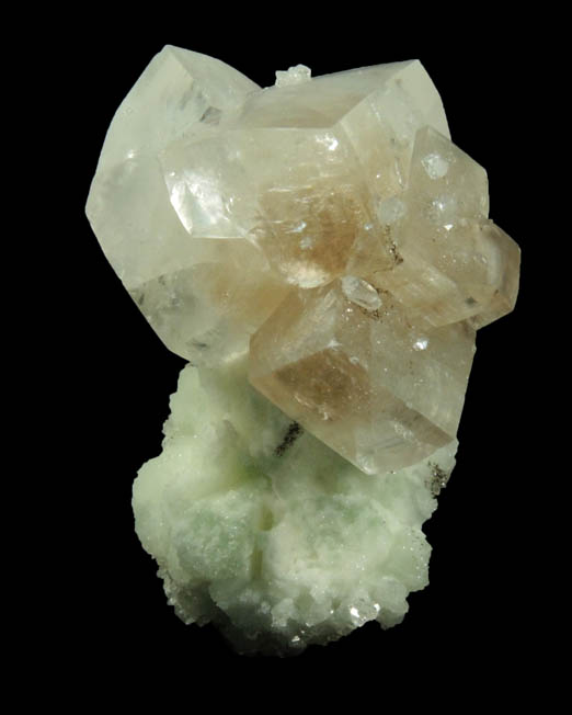 Calcite on Prehnite from Millington Quarry, Bernards Township, Somerset County, New Jersey