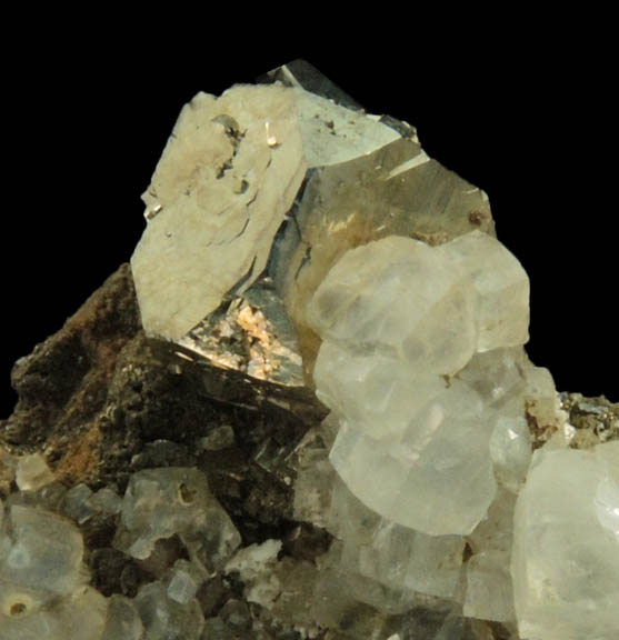 Pyrite with Calcite from Millington Quarry, State Pit, Bernards Township, Somerset County, New Jersey