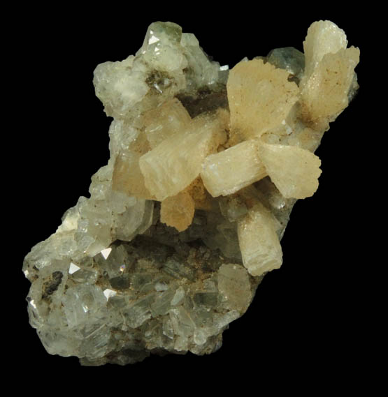 Stilbite on Apophyllite from Millington Quarry, Bernards Township, Somerset County, New Jersey