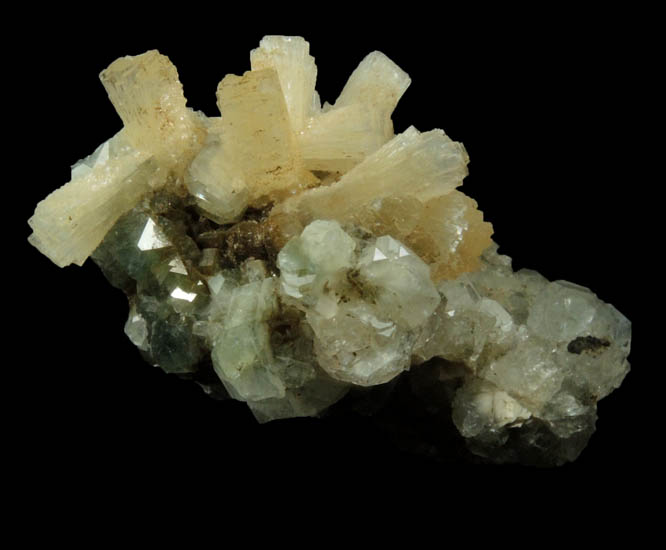 Stilbite on Apophyllite from Millington Quarry, Bernards Township, Somerset County, New Jersey