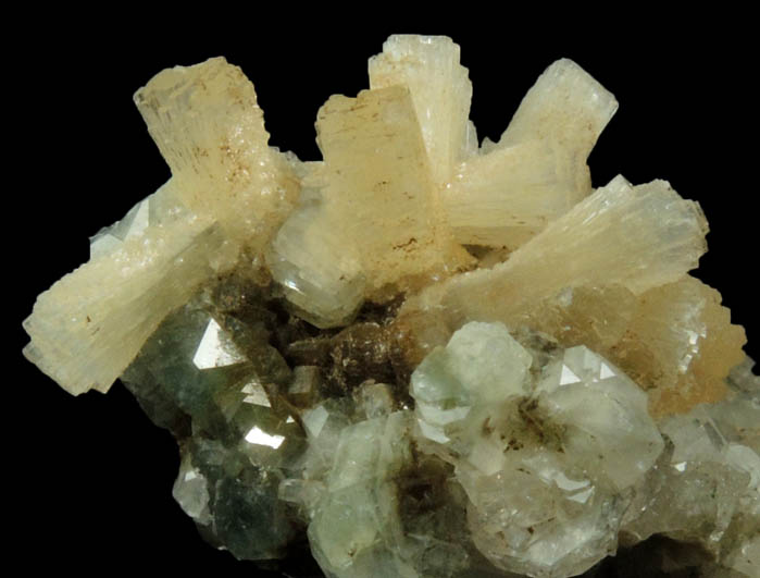 Stilbite on Apophyllite from Millington Quarry, Bernards Township, Somerset County, New Jersey