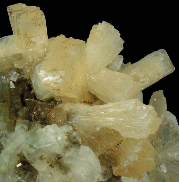 Stilbite on Apophyllite from Millington Quarry, Bernards Township, Somerset County, New Jersey