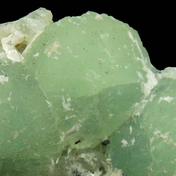 Laumontite on Prehnite from Upper New Street Quarry, Paterson, Passaic County, New Jersey
