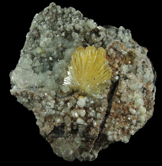 Mimetite on Calcite from Tsumeb Mine, Otavi-Bergland District, Oshikoto, Namibia