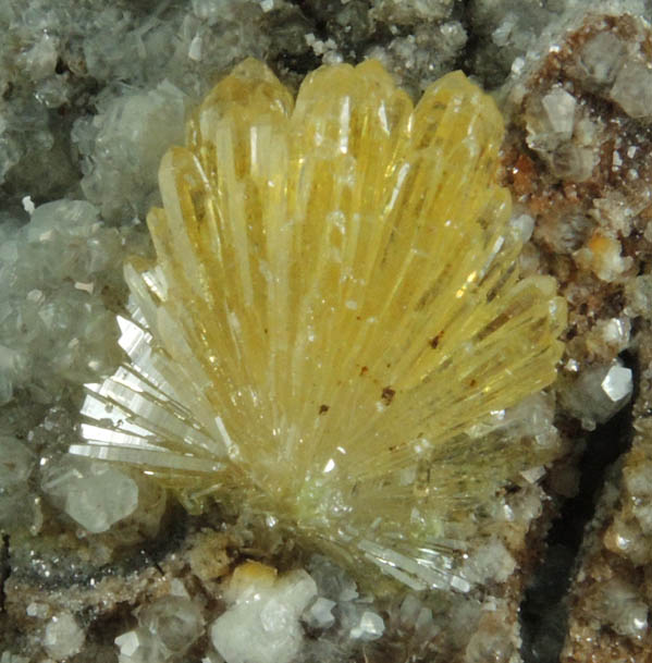 Mimetite on Calcite from Tsumeb Mine, Otavi-Bergland District, Oshikoto, Namibia