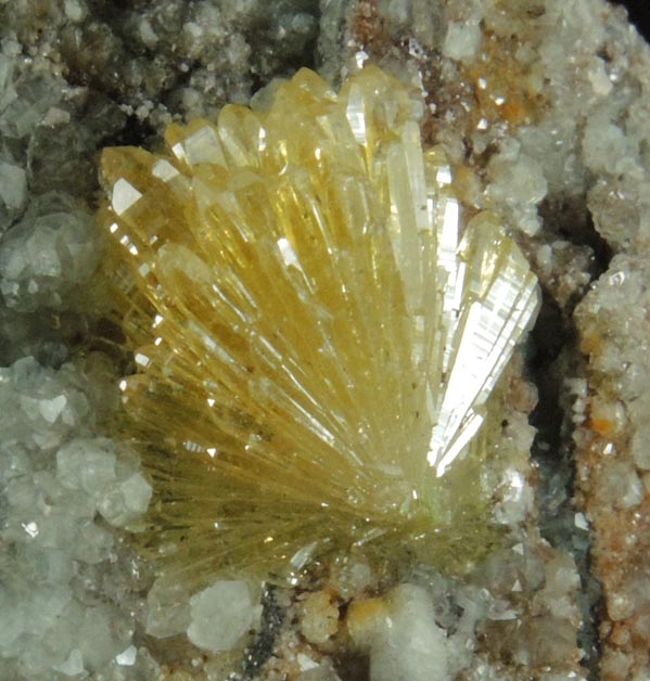 Mimetite on Calcite from Tsumeb Mine, Otavi-Bergland District, Oshikoto, Namibia