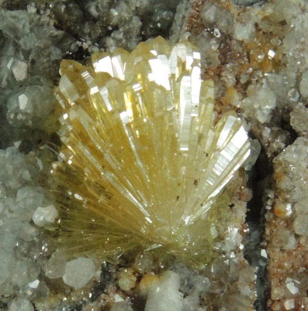 Mimetite on Calcite from Tsumeb Mine, Otavi-Bergland District, Oshikoto, Namibia