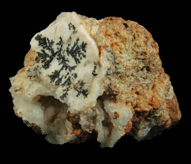 Quartz var. Chalcedony with Manganese-oxide dendrites from Blanchard Mine, Hansonburg District, 8.5 km south of Bingham, Socorro County, New Mexico