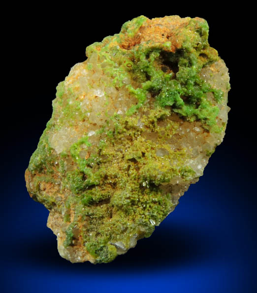 Pyromorphite on Quartz from Southwest Chester County Mine, Phoenixville, Chester County, Pennsylvania