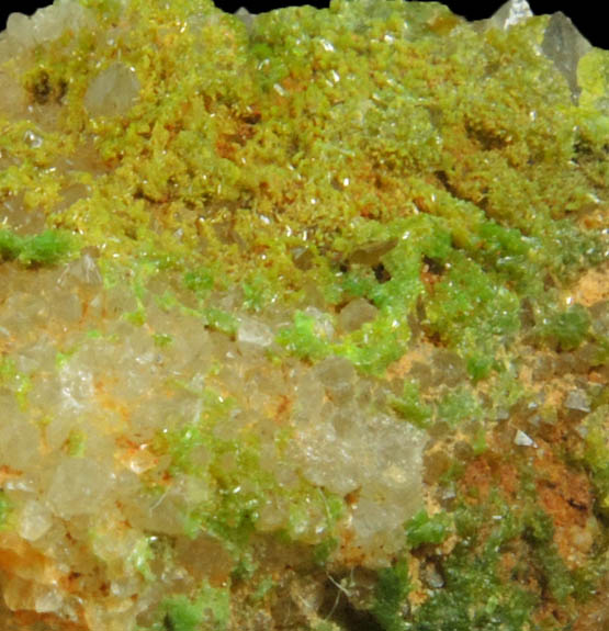 Pyromorphite on Quartz from Southwest Chester County Mine, Phoenixville, Chester County, Pennsylvania