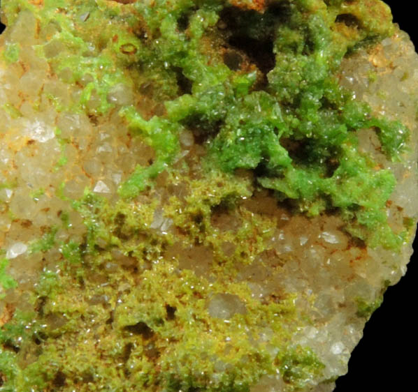 Pyromorphite on Quartz from Southwest Chester County Mine, Phoenixville, Chester County, Pennsylvania