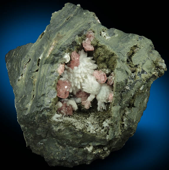 Rhodochrosite with Calcite from Santa Eulalia District, Aquiles Serdn, Chihuahua, Mexico