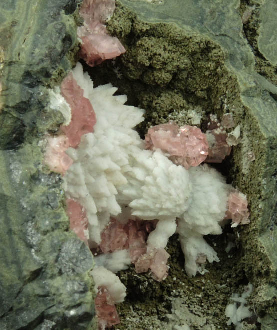 Rhodochrosite with Calcite from Santa Eulalia District, Aquiles Serdn, Chihuahua, Mexico