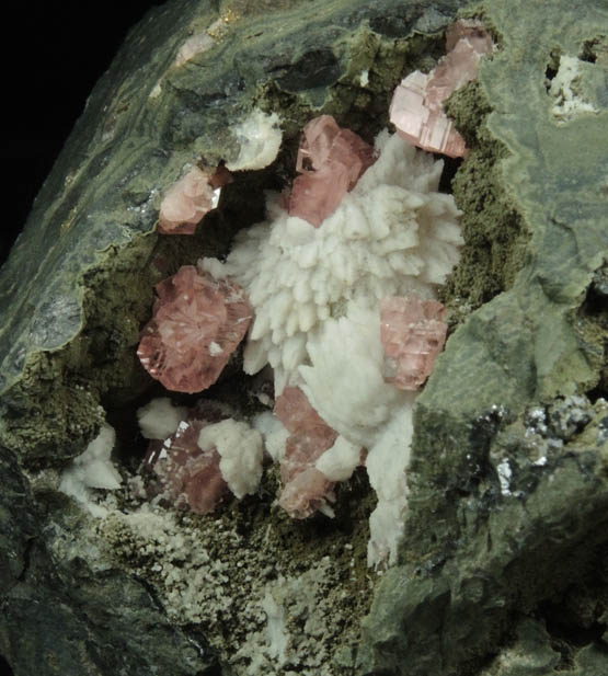 Rhodochrosite with Calcite from Santa Eulalia District, Aquiles Serdn, Chihuahua, Mexico