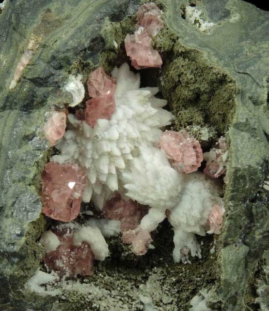 Rhodochrosite with Calcite from Santa Eulalia District, Aquiles Serdn, Chihuahua, Mexico