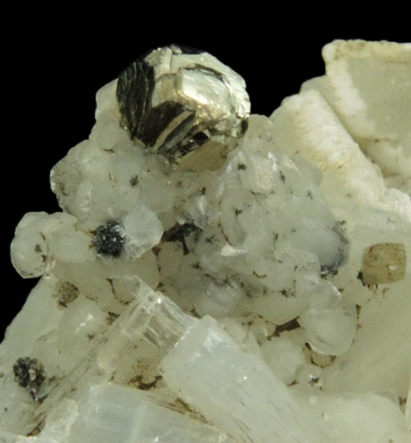 Pyrite, Goethite and Natrolite on Datolite from Millington Quarry, Bernards Township, Somerset County, New Jersey