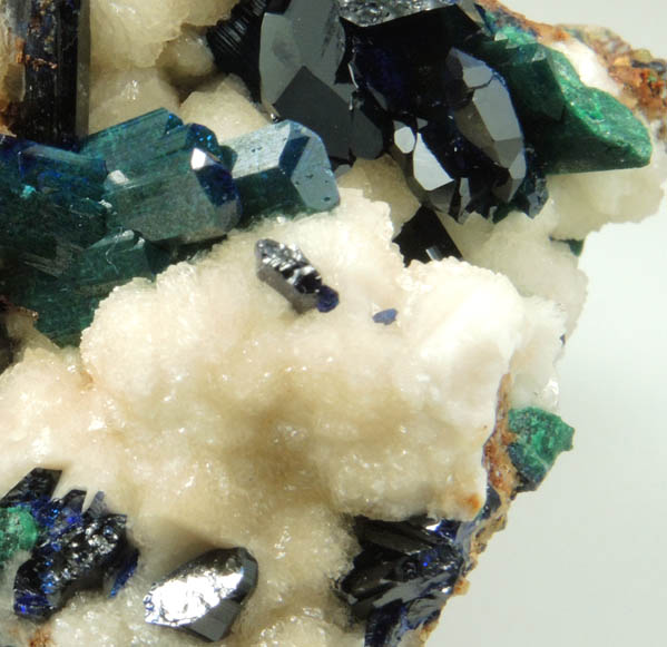 Azurite, Malachite, Calcite from Bisbee District, Cochise County, Arizona