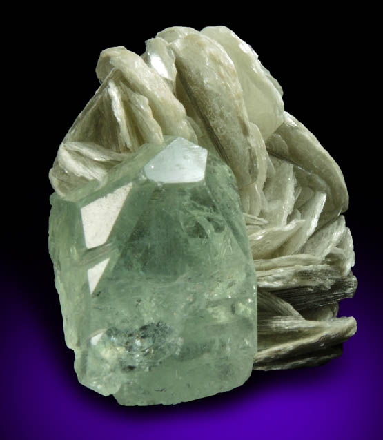 Beryl var. Aquamarine on Muscovite from Nagar, Hunza Valley, Gilgit District, Gilgit-Baltistan, Pakistan