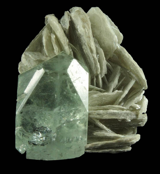 Beryl var. Aquamarine on Muscovite from Nagar, Hunza Valley, Gilgit District, Gilgit-Baltistan, Pakistan