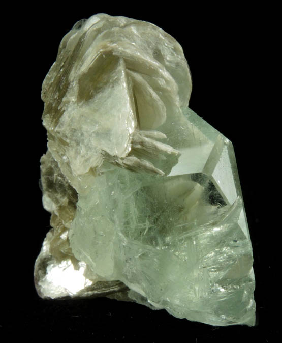 Beryl var. Aquamarine on Muscovite from Nagar, Hunza Valley, Gilgit District, Gilgit-Baltistan, Pakistan