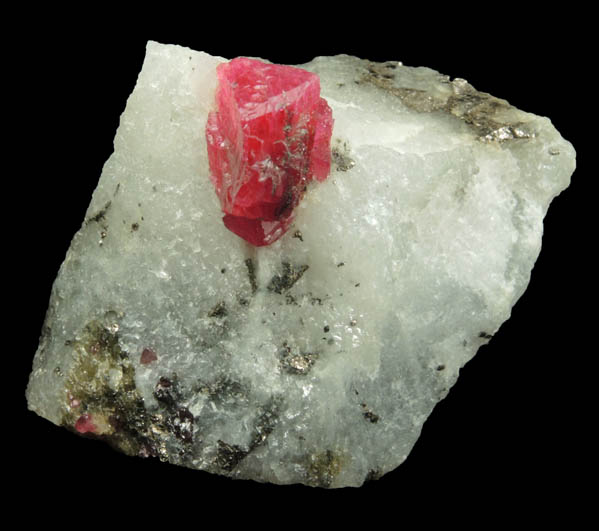 Corundum var. Ruby with minor Zircon from Mogok District, 115 km NNE of Mandalay, Mandalay Division, Myanmar (Burma)