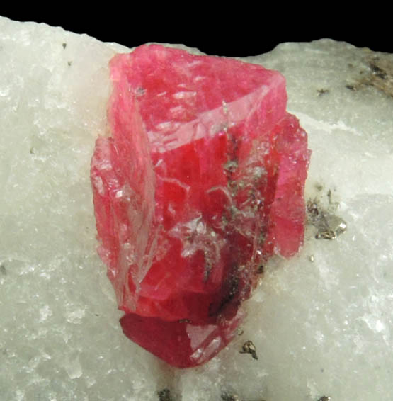 Corundum var. Ruby with minor Zircon from Mogok District, 115 km NNE of Mandalay, Mandalay Division, Myanmar (Burma)